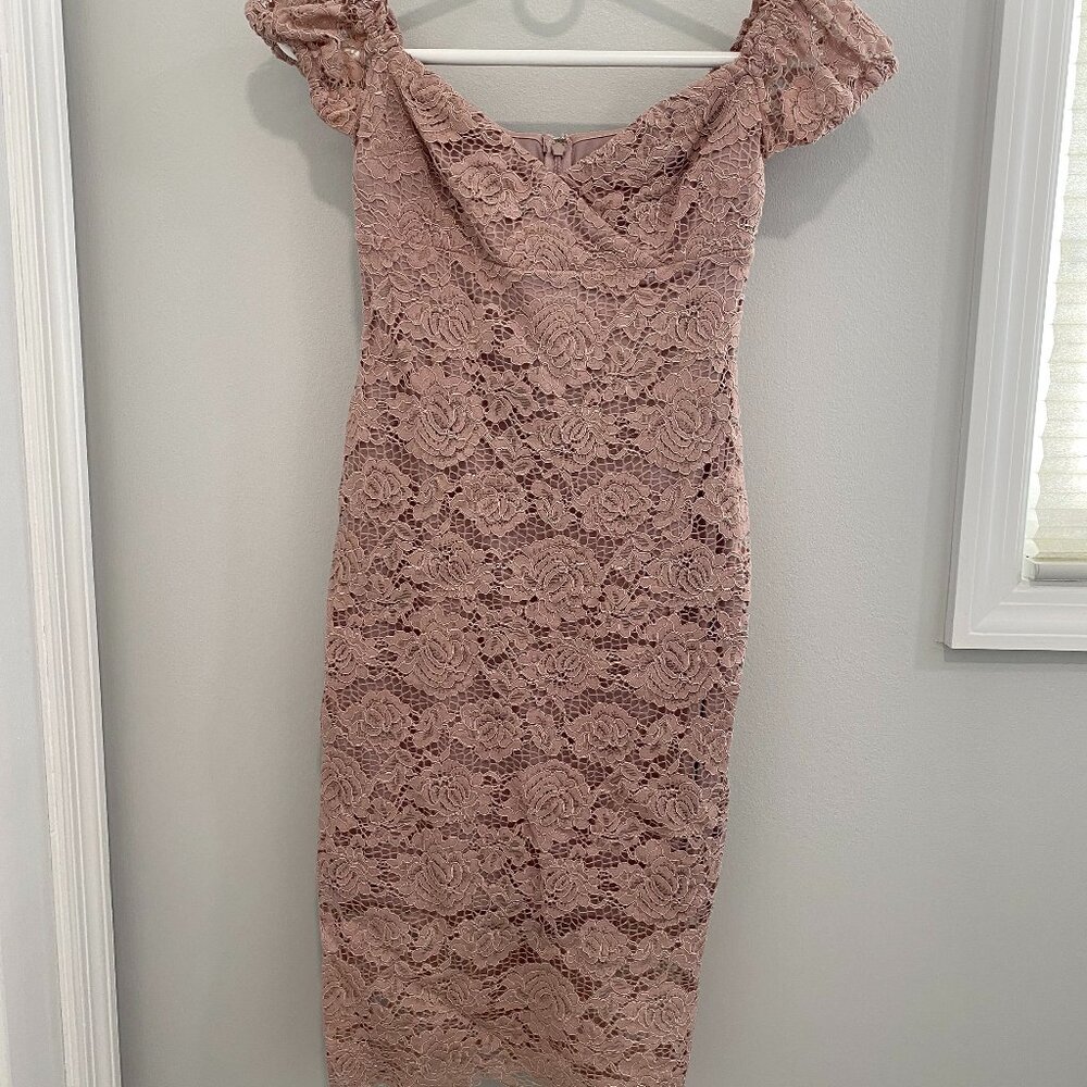 Express Blush Lace Cap Sleeve Dress - Size 00